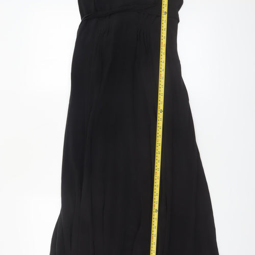& Other Stories Women Black Silk Long Wrap Dress Size 10