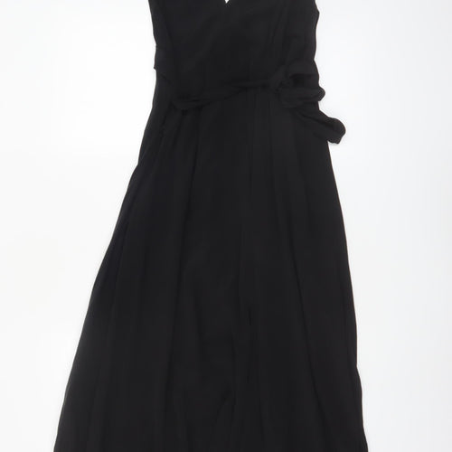 & Other Stories Women Black Silk Long Wrap Dress Size 10