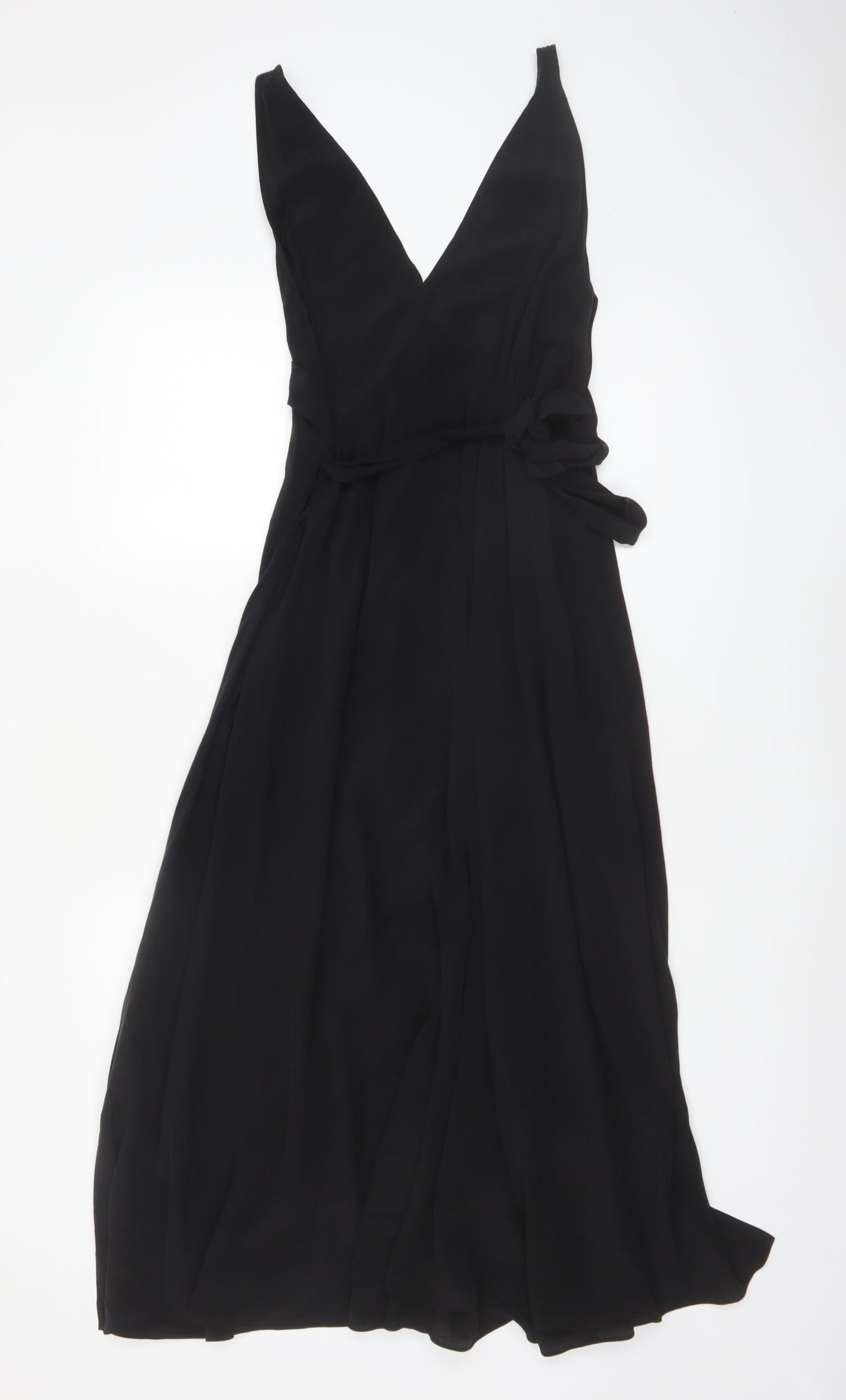 & Other Stories Women Black Silk Long Wrap Dress Size 10