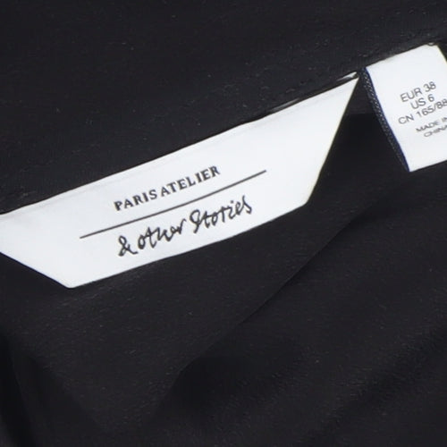 & Other Stories Women Black Silk Long Wrap Dress Size 10