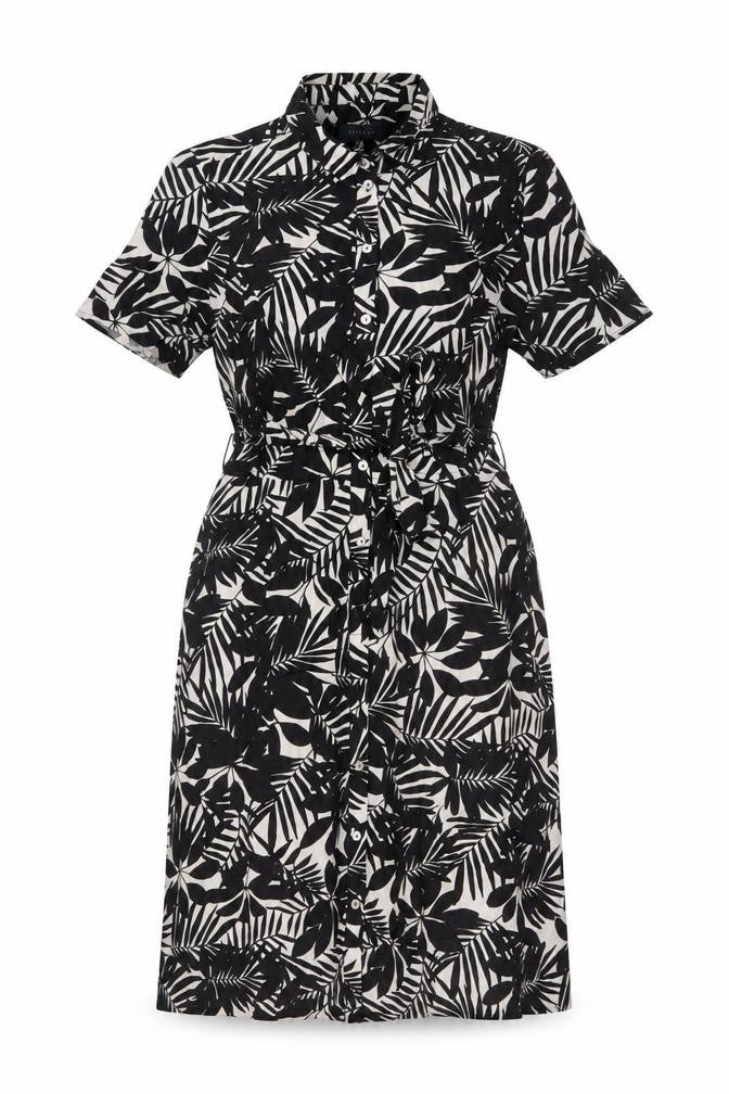 Viyella Women’s Black Floral Shirt Dress Size 14 Short Sleeve Knee Length