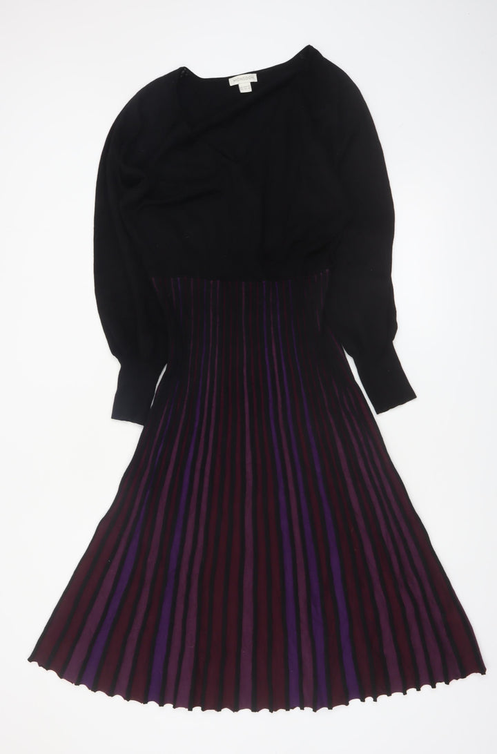 Monsoon Women’s Multicoloured Size 14 Fit & Flare Knit Midi Dress