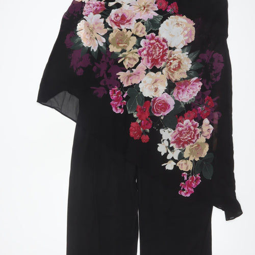Evans Women's Black Floral Sleeveless Wide-Leg Jumpsuit Size 20