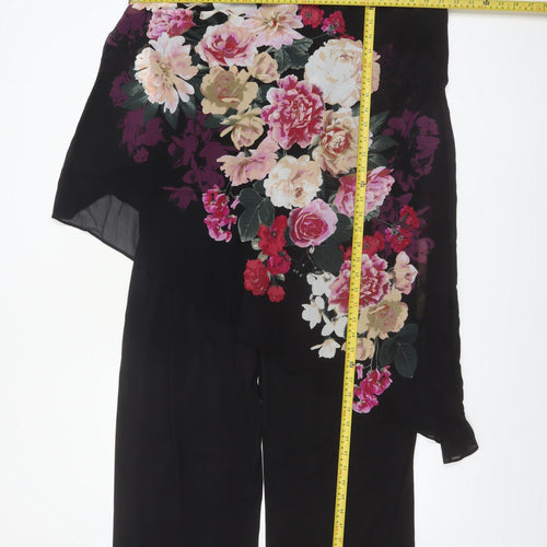 Evans Women's Black Floral Sleeveless Wide-Leg Jumpsuit Size 20