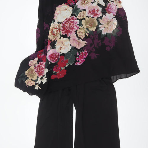 Evans Women's Black Floral Sleeveless Wide-Leg Jumpsuit Size 20