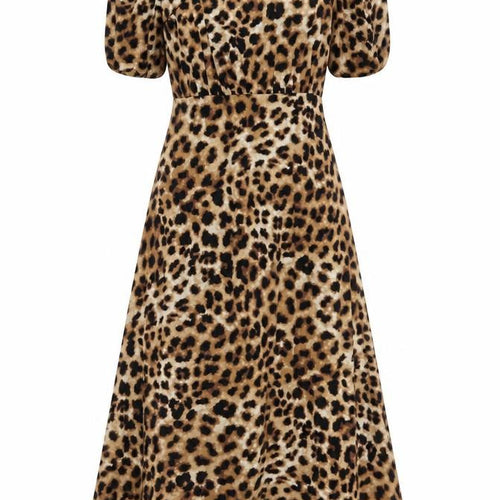 Marks and Spencer Womens Brown Leopard Print Midi A-Line Dress Size 6
