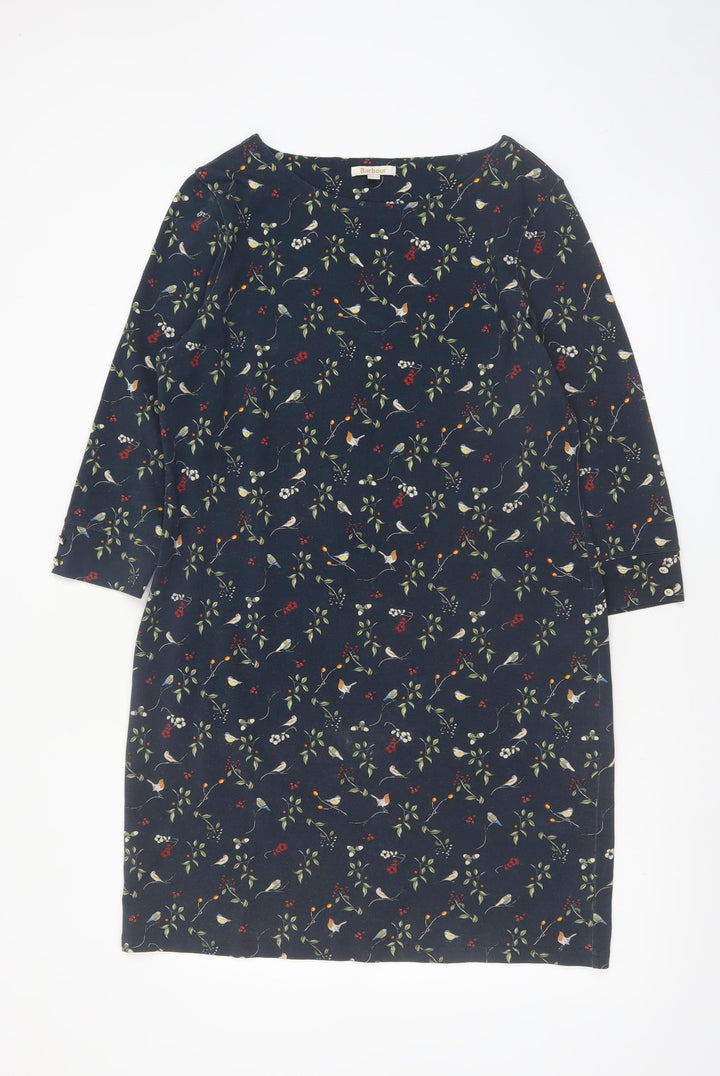 Barbour Women's Blue Floral Bird Print Shift Dress Size 12