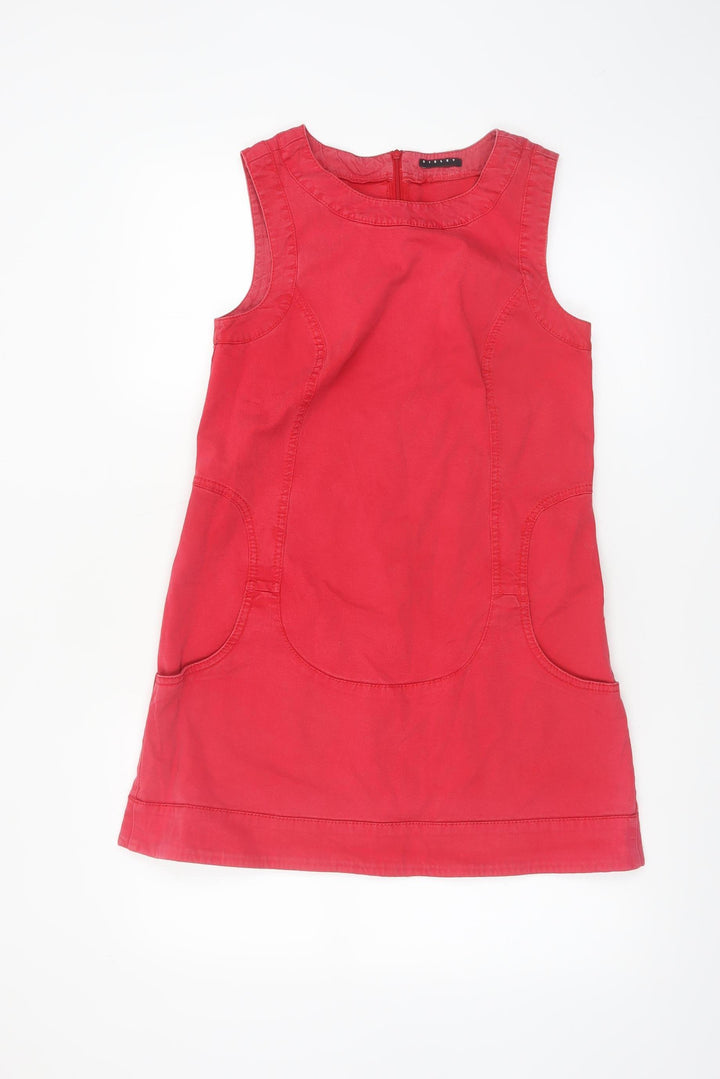 Sisley Women's Red Sleeveless Shift Dress Size S Short Casual