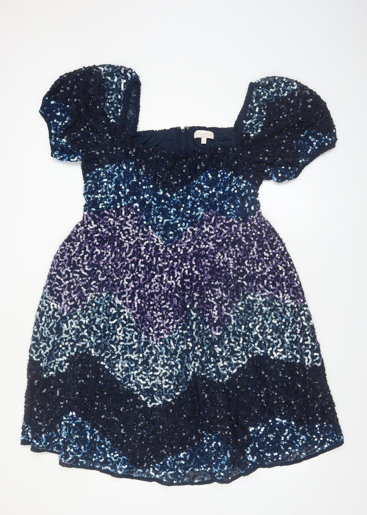 Maya Deluxe Women's Multicoloured Sequin A-Line Dress Size 16