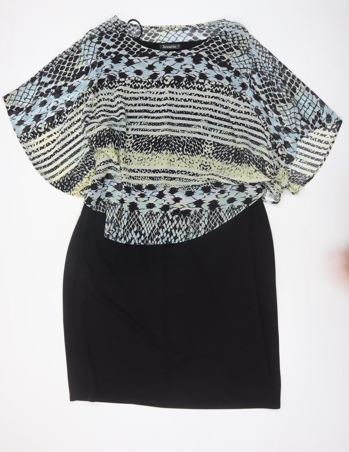 Bonmarché Women’s Black Geometric Shift Dress Size 22 Plus