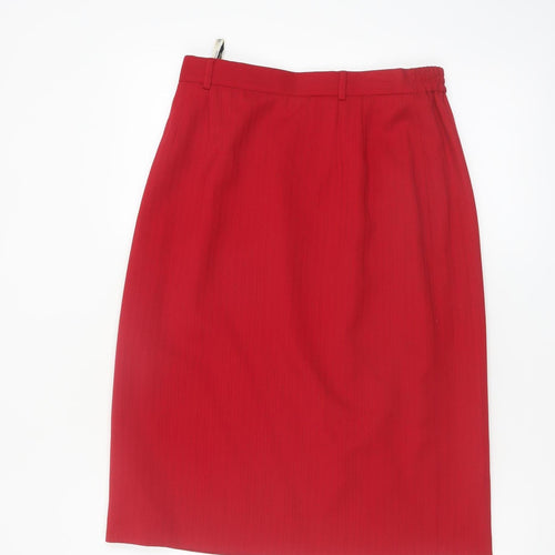 Viyella Women Red Wool Blend Petite Pencil Skirt UK12