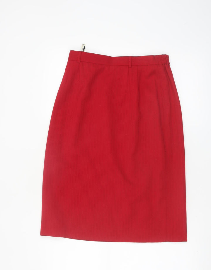 Viyella Women Red Wool Blend Petite Pencil Skirt UK12