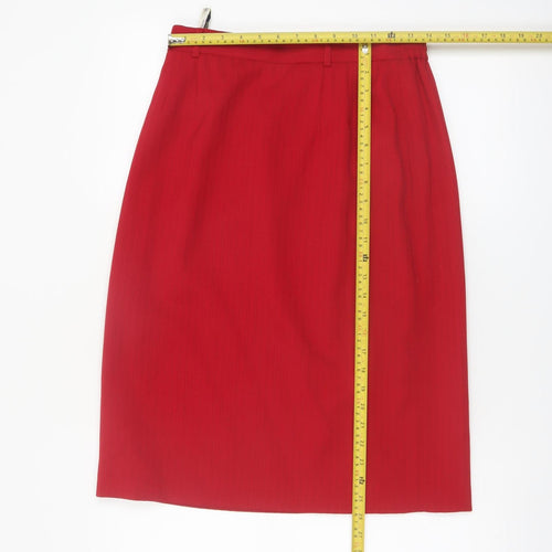 Viyella Women Red Wool Blend Petite Pencil Skirt UK12