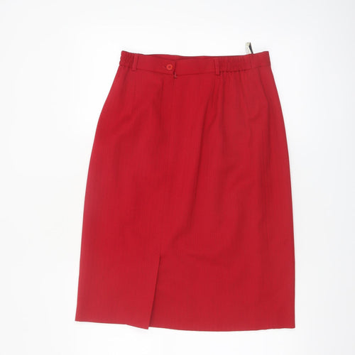 Viyella Women Red Wool Blend Petite Pencil Skirt UK12