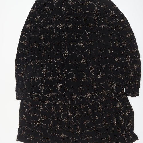 Great Plains Women’s Black Star Print High Neck Shift Dress L
