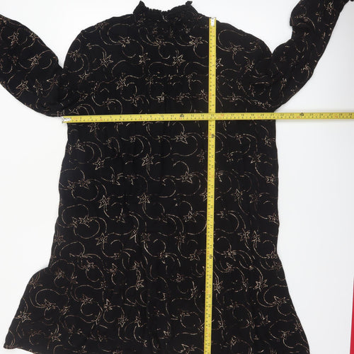 Great Plains Women’s Black Star Print High Neck Shift Dress L
