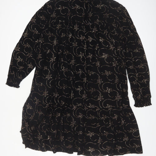 Great Plains Women’s Black Star Print High Neck Shift Dress L