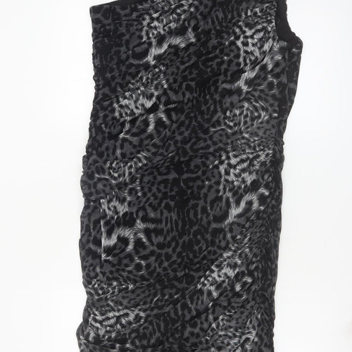 Planet Women's Black Animal Print One Shoulder Bodycon Dress Size 14