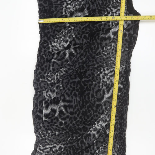 Planet Women's Black Animal Print One Shoulder Bodycon Dress Size 14