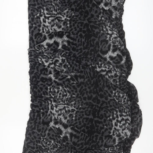 Planet Women's Black Animal Print One Shoulder Bodycon Dress Size 14