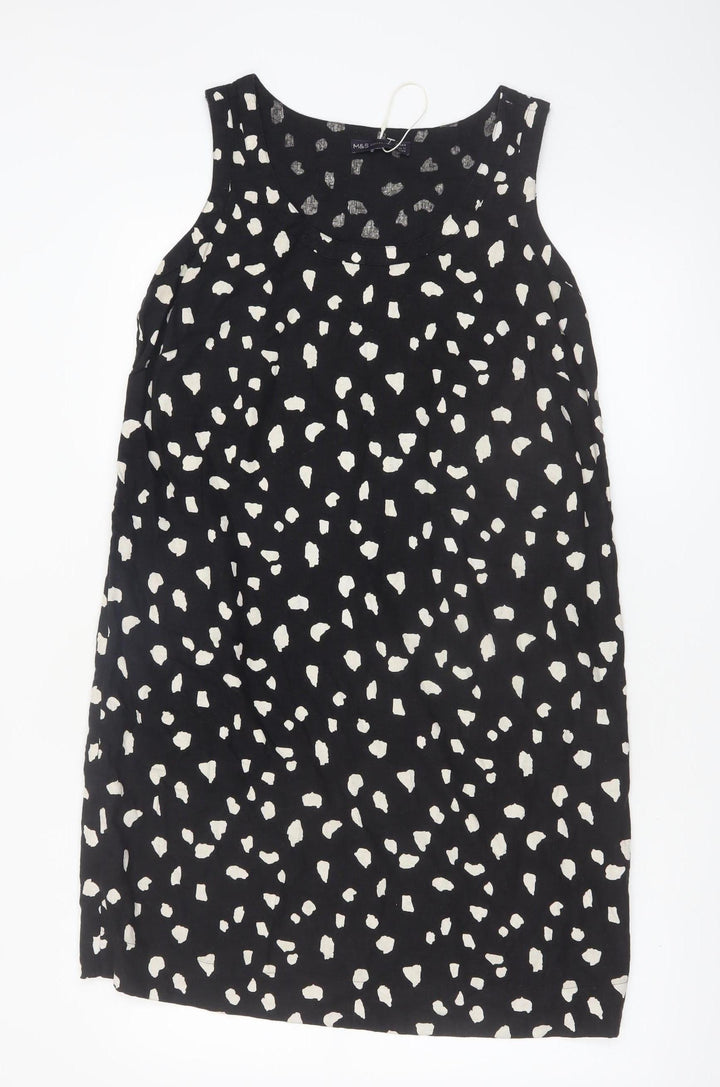 Marks and Spencer Women Black Viscose Shift Dress Size 12