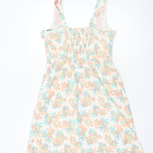 Fat Face Women’s Ivory Floral A-Line Cotton Summer Dress Size 10