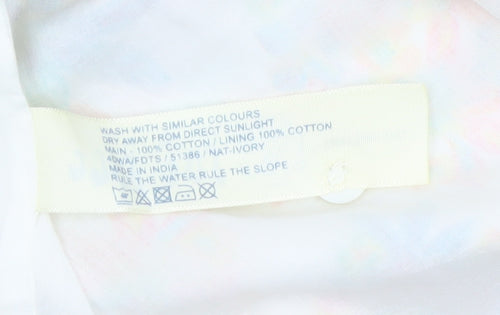 Fat Face Women’s Ivory Floral A-Line Cotton Summer Dress Size 10