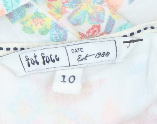 Fat Face Women’s Ivory Floral A-Line Cotton Summer Dress Size 10