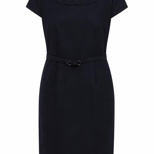 Debenhams Women Navy Linen Sheath Belted Work Dress Size 14