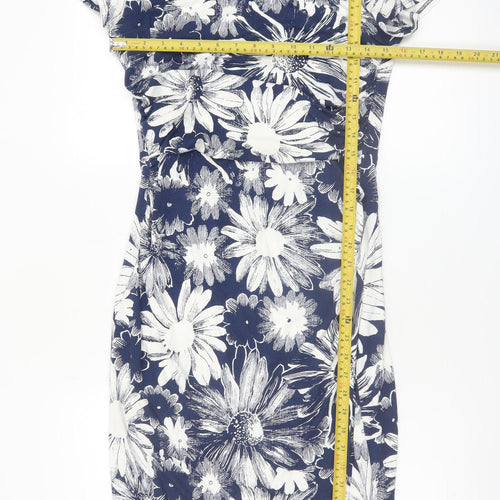 Phase Eight Women’s Blue Floral Bodycon Knee Length Dress Size 12