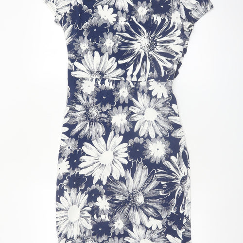 Phase Eight Women’s Blue Floral Bodycon Knee Length Dress Size 12