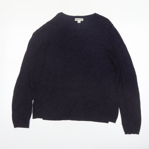 Whistles Women Black Wool Blend Crew Neck Jumper Size 14