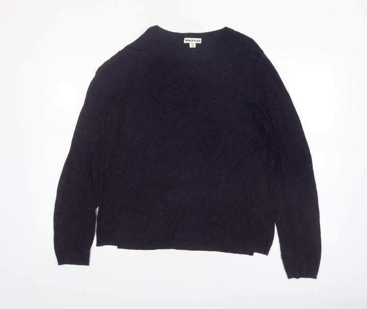 Whistles Women Black Wool Blend Crew Neck Jumper Size 14