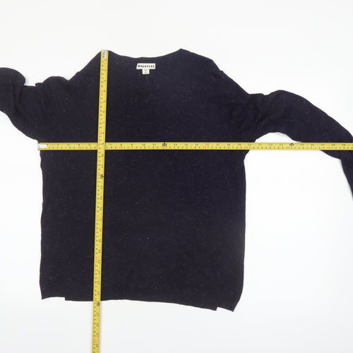 Whistles Women Black Wool Blend Crew Neck Jumper Size 14