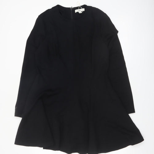 Marks and Spencer Women Black Size 16 Fit & Flare Long Sleeve Dress