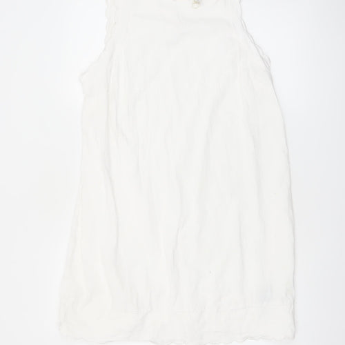 Marks and Spencer Women’s White Linen Blend Sleeveless Shift Dress Size 14