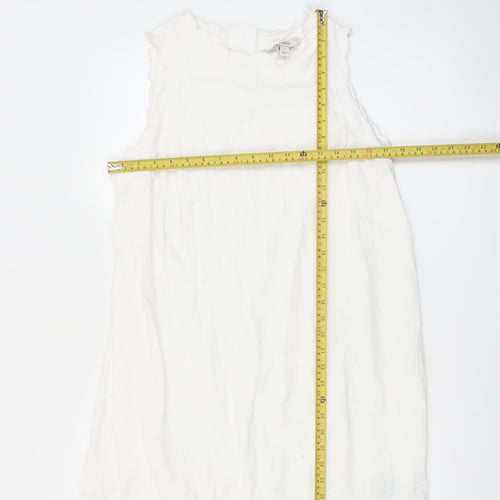 Marks and Spencer Women’s White Linen Blend Sleeveless Shift Dress Size 14
