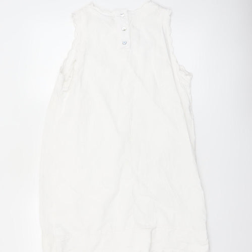 Marks and Spencer Women’s White Linen Blend Sleeveless Shift Dress Size 14