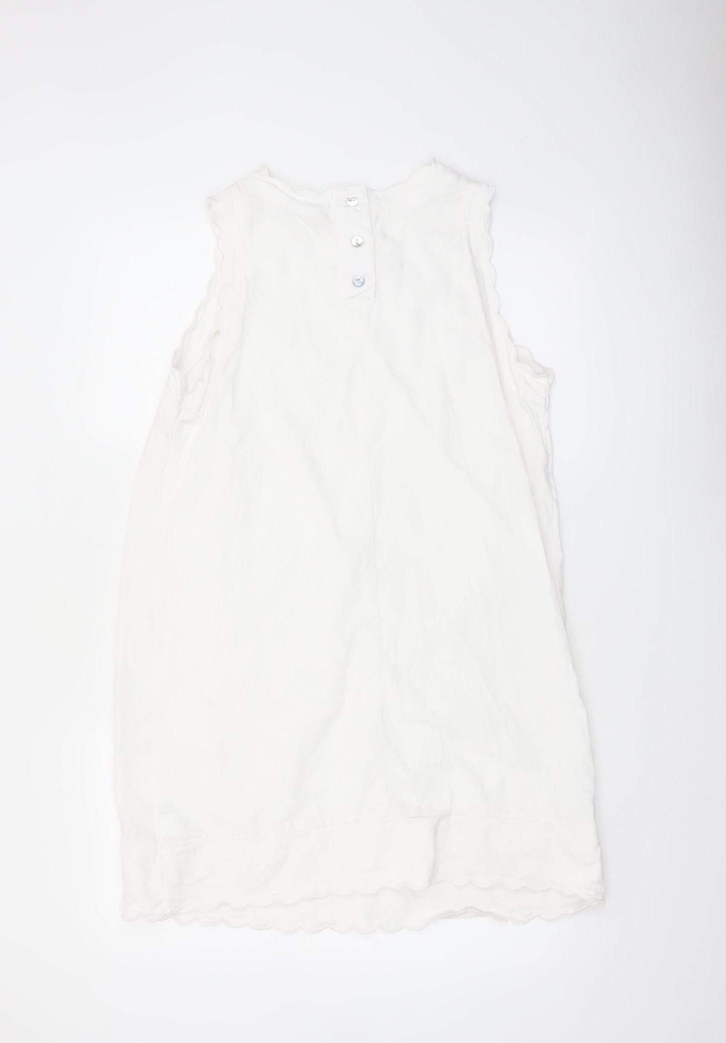Marks and Spencer Women’s White Linen Blend Sleeveless Shift Dress Size 14