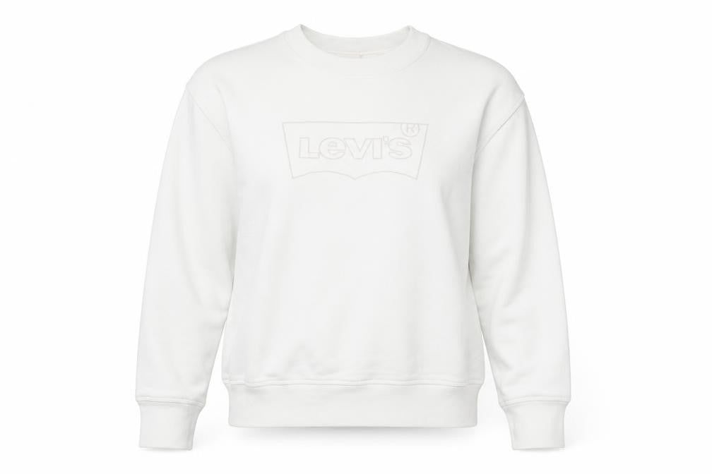 Front view of Levi's Women's White XS Cotton Blend Pullover Sweatshirt