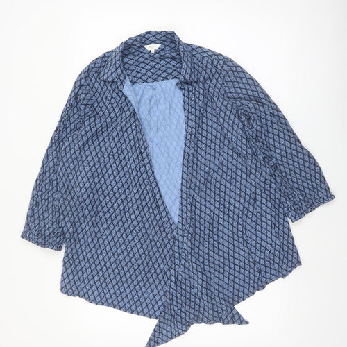 Cotton Traders Women's Blue Geometric Tunic Blouse Size 16