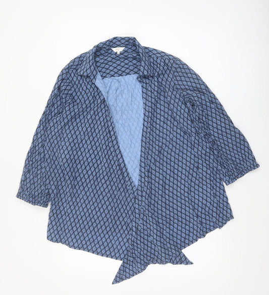 Cotton Traders Women's Blue Geometric Tunic Blouse Size 16