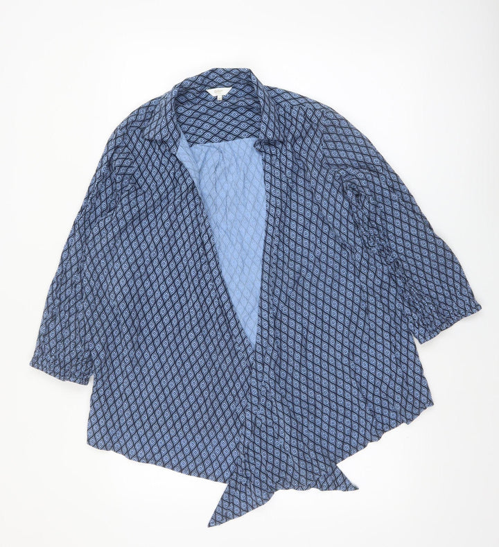 Cotton Traders Women's Blue Geometric Tunic Blouse Size 16
