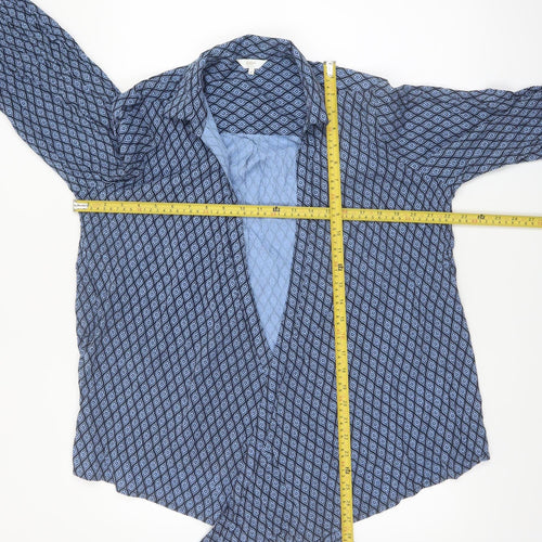 Cotton Traders Women's Blue Geometric Tunic Blouse Size 16
