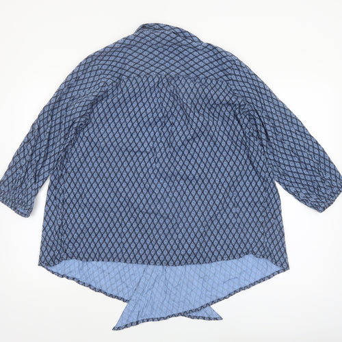 Cotton Traders Women's Blue Geometric Tunic Blouse Size 16