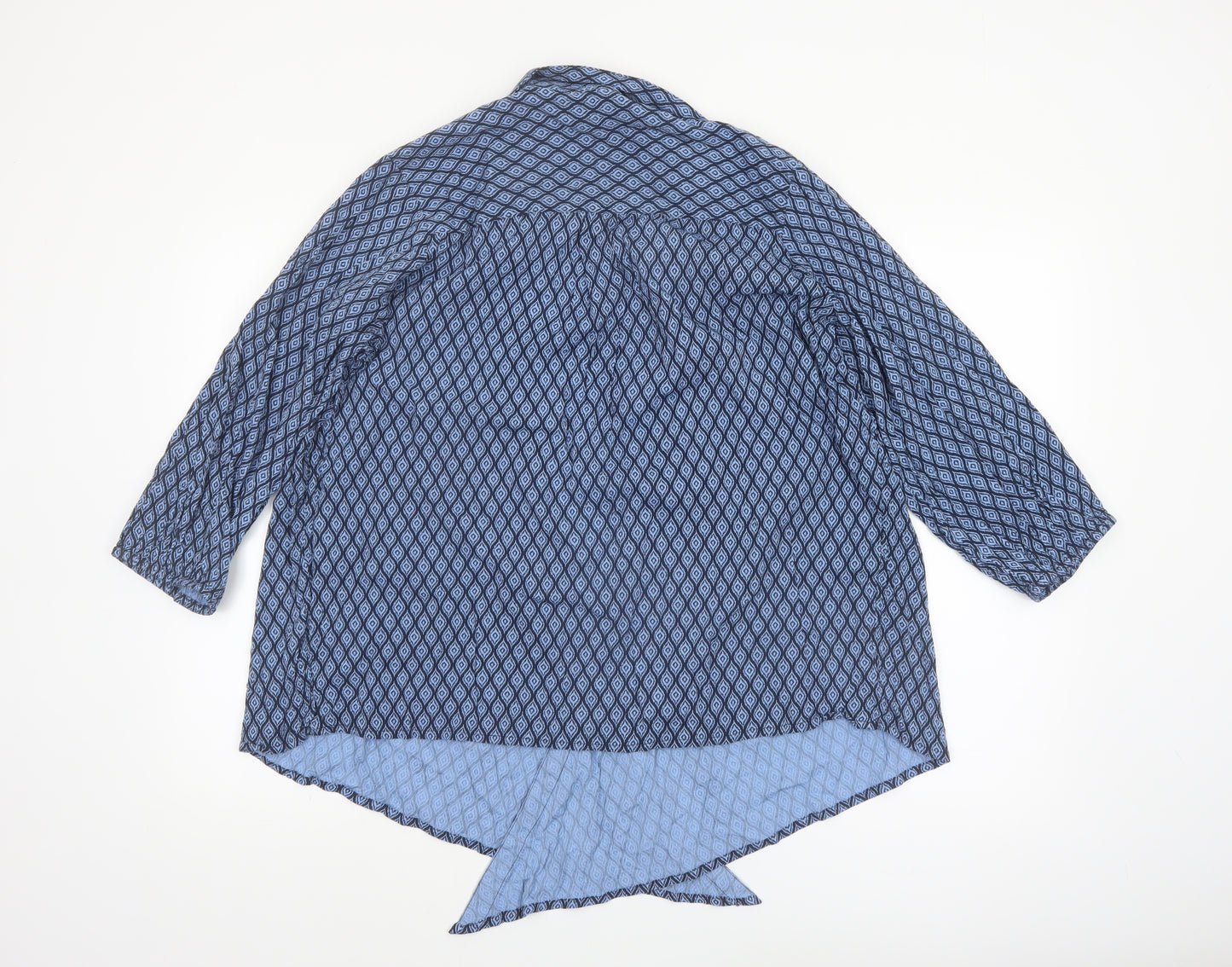 Cotton Traders Women's Blue Geometric Tunic Blouse Size 16