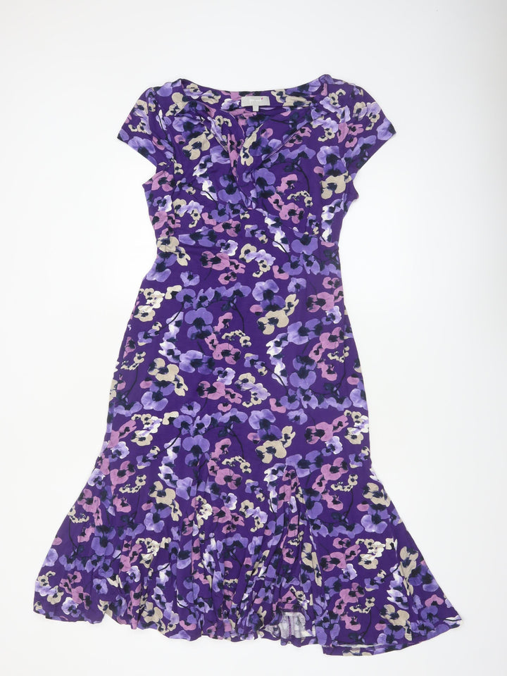 Marks and Spencer Per Una Women's Purple Floral Fit & Flare Dress Size 12