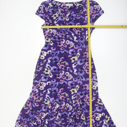 Marks and Spencer Per Una Women's Purple Floral Fit & Flare Dress Size 12
