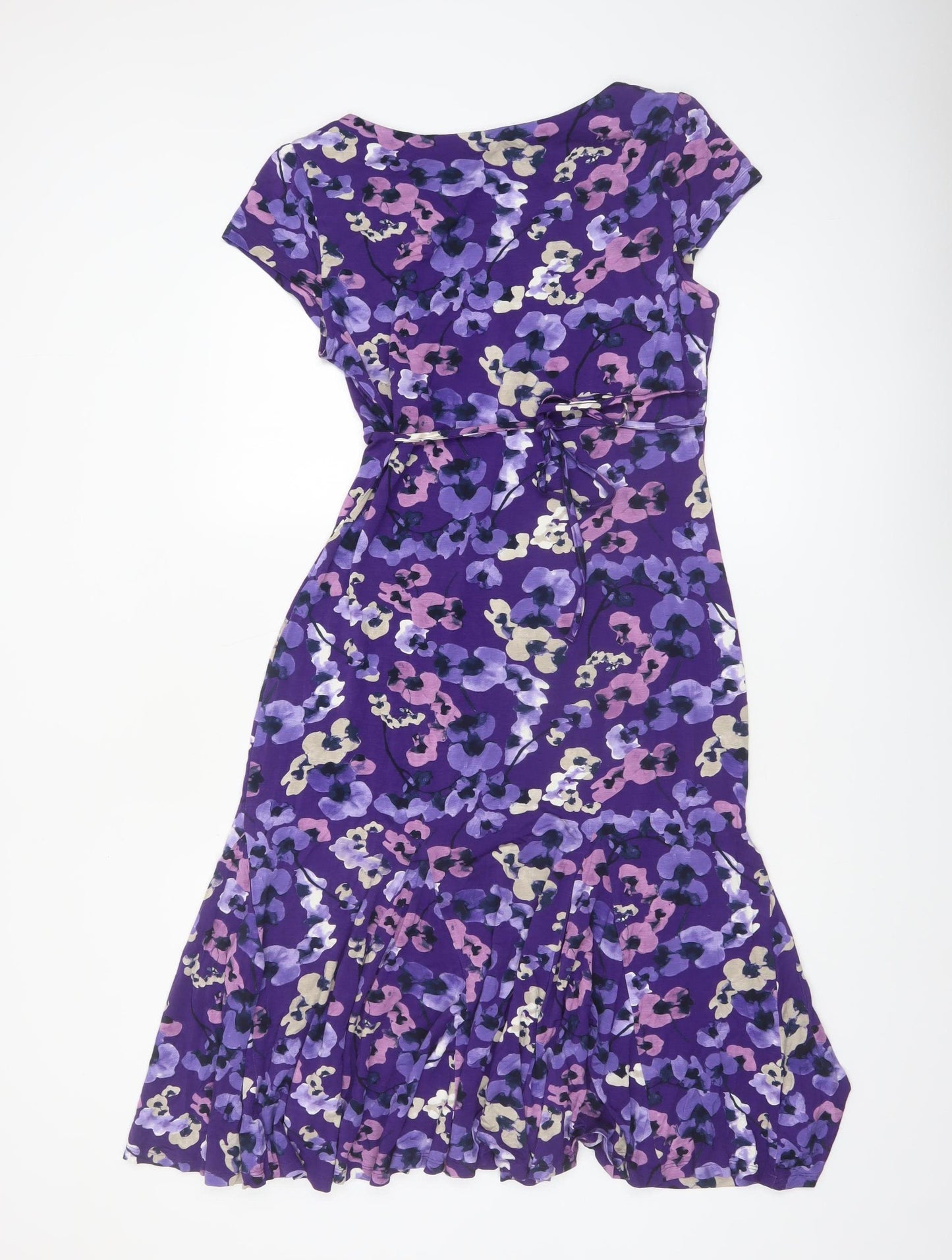 Marks and Spencer Per Una Women's Purple Floral Fit & Flare Dress Size 12