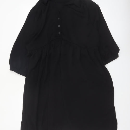 New Look Women’s Black Maternity Shirt Dress UK 16 Button Up 3/4 Sleeve